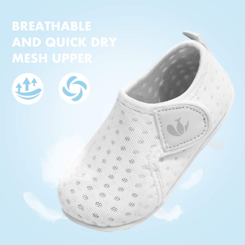 FEETCITY Water Shoes Quick Dry Barefoot Aqua Socks Swim Surf Pool Beach Yoga Shoe for Baby Boys and Girls White 6-12 Months Infant - Image 4